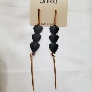 Unica Black-Gold Hearts  Earrings